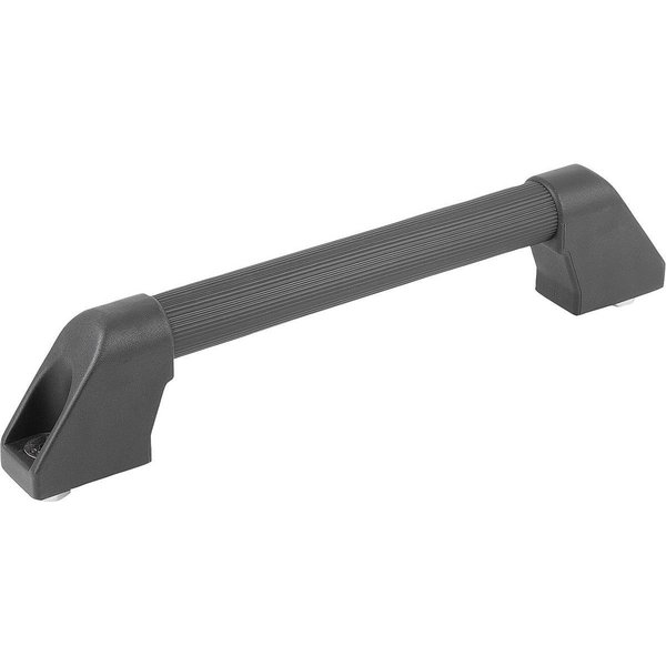 Kipp Tubular Handle A=180, L=204, H=55, Form:B, Aluminum Serrated Plastic Sleeve, Comp: Plastic, Black,  K0210.1803